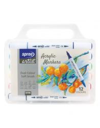 Akrylov� fixky, obojstrann�, trojhrann�, 6ks, 12 farieb