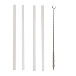 Sklenen slamka na pitie s istiacou kefkou, 4ks