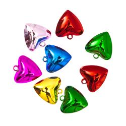 Zvon�eky v tvare srdca 2 cm, 8 ks, viacfarebn�