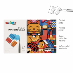Carioca PLUS akvarelov farby Solid, puzdro, 12 ks