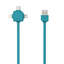 Kbel USB (2.0), USB A M- USB C /Lightning/ Micro-USB, 3v1 - modr, ploch