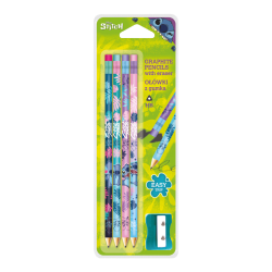 Colorino sprava ceruziek  Stitch, HB, trojhrann s farebnou gumou, blister, 4 ks