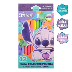 Colorino pastelky trojhrann JUMBO Stitch Pastel, 12 pastelovch farieb